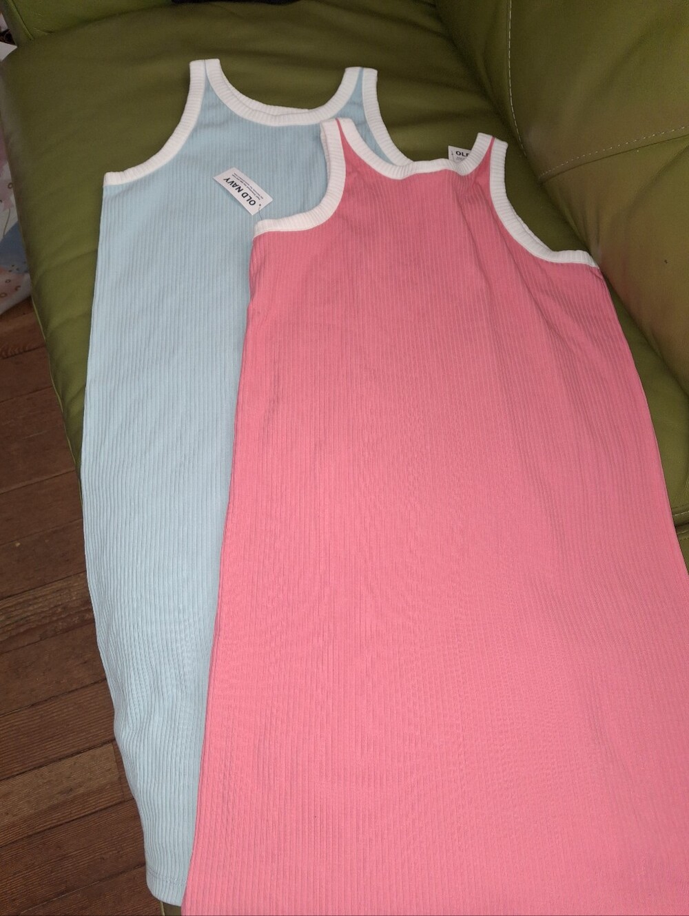 Old Navy Tank Dress Ribbed Set Of 2 Pink & Light Blue XL 14/16 NEW